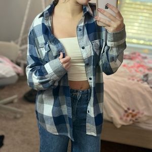 blue and white flannel